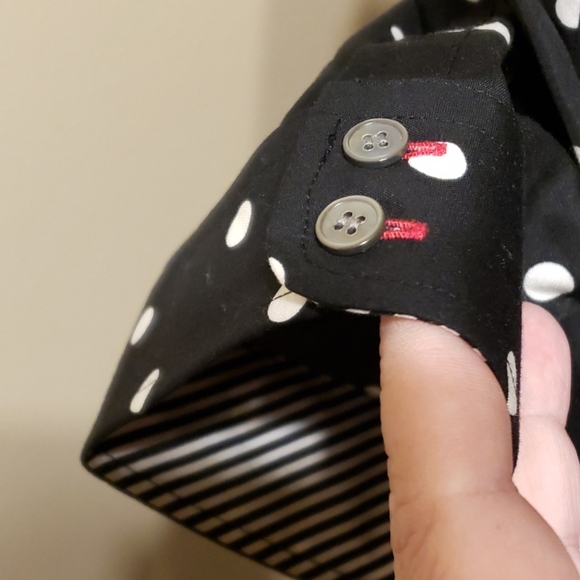 Talbots black white polka dotted short sleeve - Picture 4 of 6